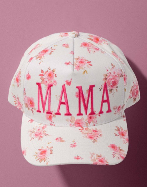 Floral mama embroidered hat