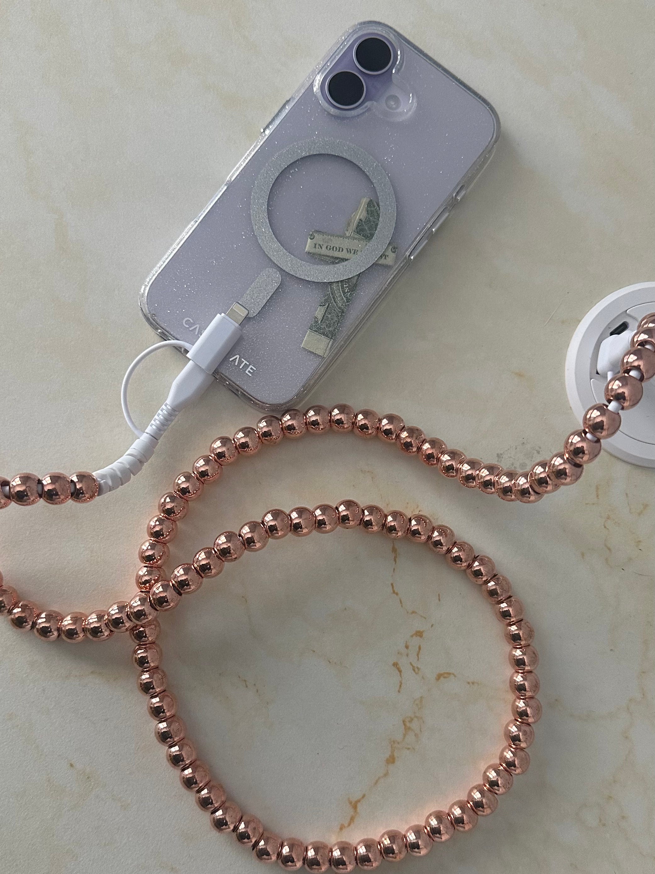 Beaded phone chargers